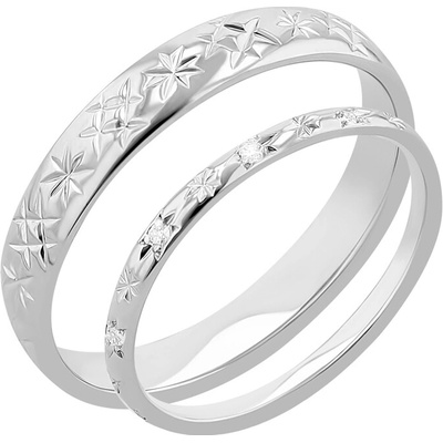 Eppi Platinové svadobné obrúčky plné hviezd s diamantmi Burnet RW47698