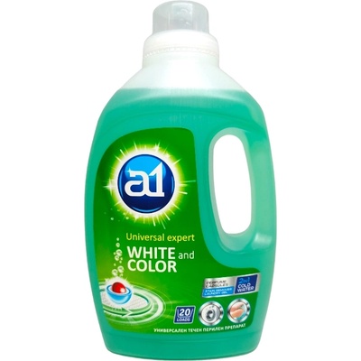 A1 течен перилен препарат за бяло и цветно пране, 1.5л, 20пр