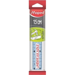 Maped Линеал, пластмасов, нечуплив, 15 см, MAPED "Study Unbreakable", смесени цветове 245310 (245310)