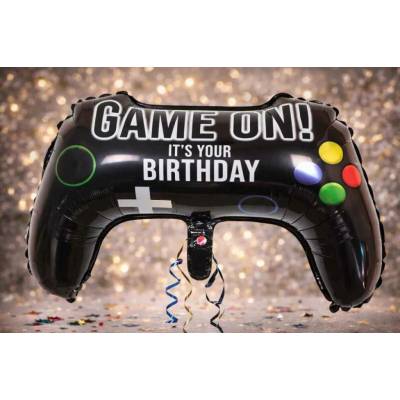 PartyDeco Balónek fóliový Gamepad 75 x 52 cm