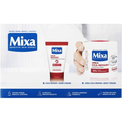 Mixa Urea Cica Repair+ regeneračný telový krém pre veľmi suchú pokožku 400 ml + Mixa Cica Repair+ regeneračný krém na ruky 50 ml kozmetická sada