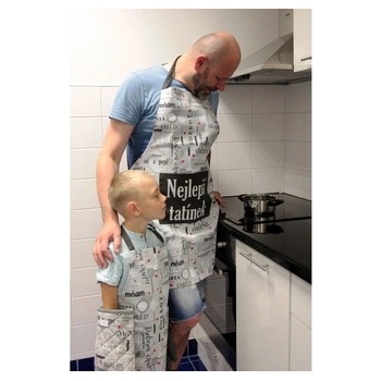 Home Elements Set Nejlepší tatínek zástěra chňapka s magnetem dvě utěrky