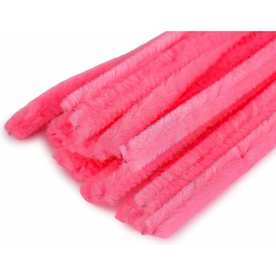 Chlupatý modelovací drát 160281/34, jednobarevná růžová pink, průměr 6mm, délka 30cm, (1 balení, 20 kusů)