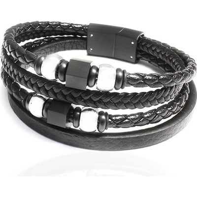 BM Jewellery Kožený náramek černý S1060230
