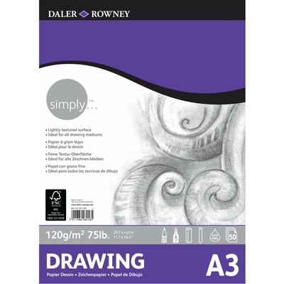 Daler Rowney Skicár Simply A3 120 g 50 listov lepený