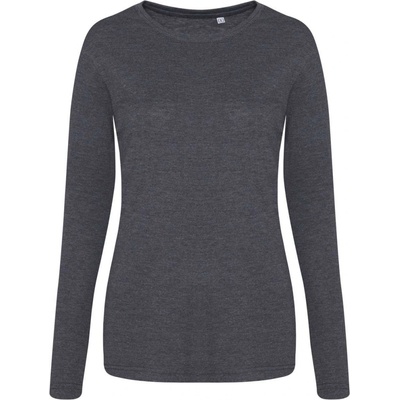 Just Ts Dámské tričko s dlouhým rukávem Tri-blend dřevěné uhlí šedé žíhané