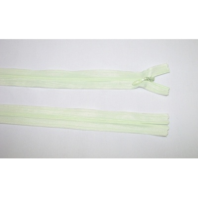 Zips krytý 3mm zelená svetlá nedeliteľný 50cm dederon