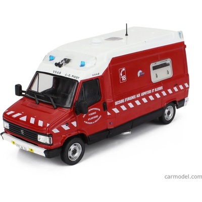 Edicola Peugeot J5 Maxum Van Fire Engine Secours D'urgence Aux Asphyxies Et Blesses 1982 Červená Bílá 1:43