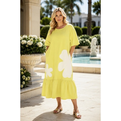 Dámske oversized šaty 60463 yellow