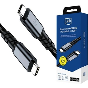 3mk Protection Hyper N-Series кабел за данни Type-C - Type-C, 200 см, ЧЕРЕН (GP-193841)