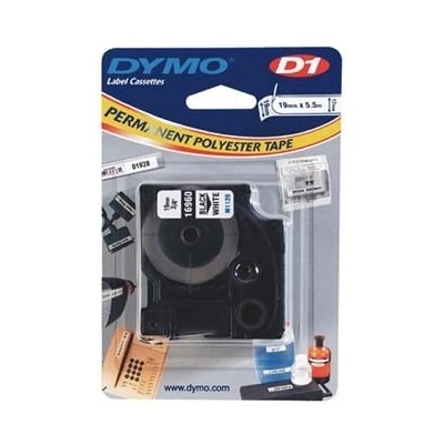 DYMO D1 16960, S0718070, 19mm x 5, 5m черен печат / бял фон, оригинална лента (16960)
