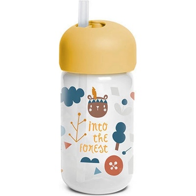 Suavinex lahvička s brčkem Forest žlutá 340 ml