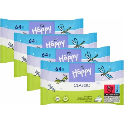 Bella Happy Baby Classic vlhčené ubrousky 4 x 64 ks