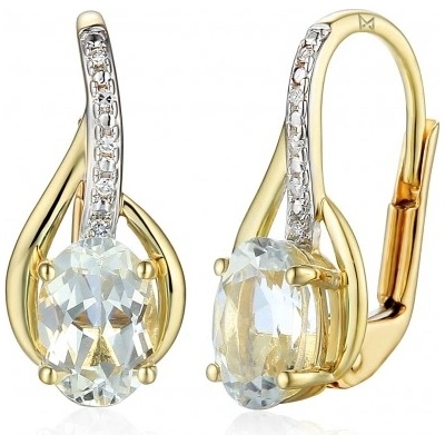 Gems, Diamantové náušnice Monroe, kombinované zlato s brilianty a bílým topazem, 585-38-3-4532.2ZB0.0.00.HSI.601.08