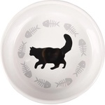 Flamingo Feeding and drinking bowl Cats Round White - керамична купичка за вода или храна - размер - 13, 5x13, 5x4, 5 см - 300 мл, Белгия - 504260