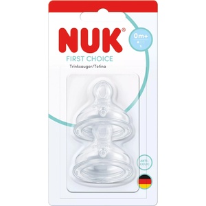 Nuk Силиконови биберони за шише NUK First Choice + - Размер S, 0+м, 2 броя (10124036) - baby