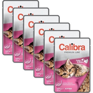 Calibra Котка Котенце пилета и пуйка парчета в сос 6 x 100 г