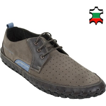 Image 1 of Български обувки Мъжки мокасини от естествен набук в сиво с перфорация