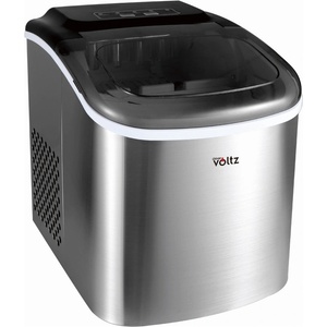 VOLTZ Ледогенератор Oliver Voltz OV51447CS, 120W, 12кг/24 часа, 1.3 л, 9 кубчета за цикъл работа, Индикатор за лед и вода, Инокс (OV51447CS) - topmall Ледогенератор