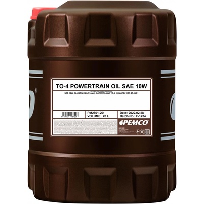 PEMCO Хидравлично масло pemco to-4 powertrain oil sae 10w 20l (4036021167206)