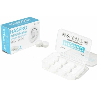 Haspro MOLD 6P Biele tvarované zátky do uší 6 párov