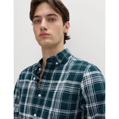 Marks & Spencer Карирана риза от смес лен и памук Marks & Spencer синя Marks & Spencer | Sin | МЪЖЕ | L