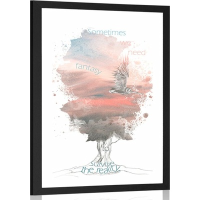 Plakát s paspartou motivační citát o fantazii - 60x90 no frame