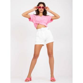 Elegantní šortky S OPASKEM -DHJ-SN-15776.01P-WHITE BÍLÉ