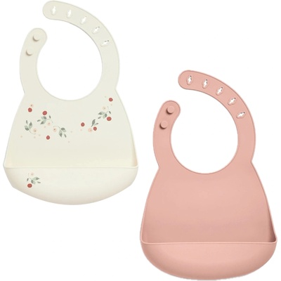 Mamas & Papas Комплект силиконови лигавници Mamas & Papas - Floral Berry, 2 броя (44231FB00)