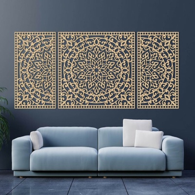 Dřevěná nástěnná dekorace Mandala | FLORIA 4713 HDF0514-B