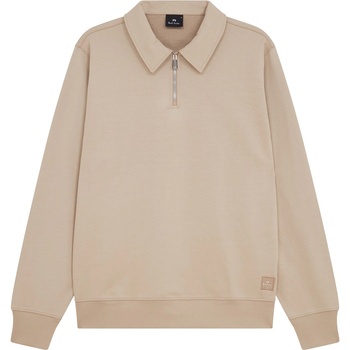 Paul Smith Men's GarmDye Quarter Zip Textured Fleece Relaxed Fit Fleece - Beige 64