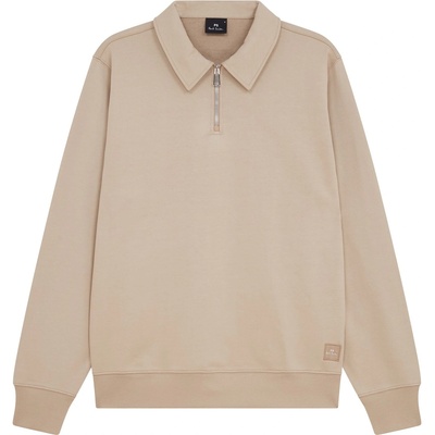Paul Smith Men's GarmDye Quarter Zip Textured Fleece Relaxed Fit Fleece - Beige 64
