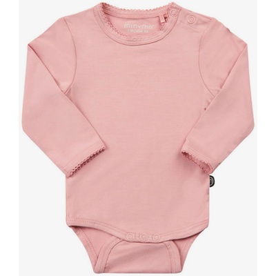 Dětské body s dlouhým rukávem z bambusu růžové Misty Rose MINYMO