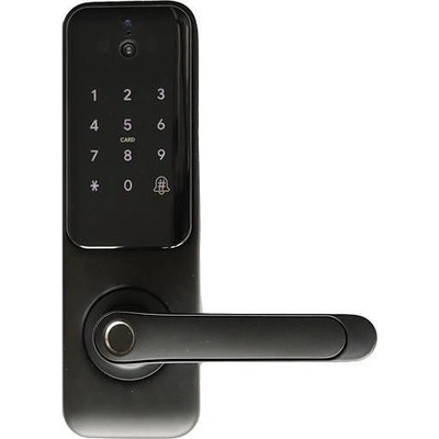TTLock Tuya смарт , WIFI дръжка за врата с RFID чипове (карти), ПИН код , пръстов отпечатък, вграден видео домофон, , черна- ASD H3B-YWV (CNL044)
