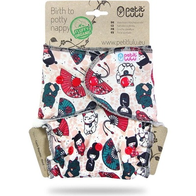 Petit Lulu noční kalhotková plena Fluffy organic na PAT Japonské panenky