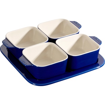 Staub Купички за закуски Staub квадратни с поставка 500 мл сини 5 части (40511-121-0)