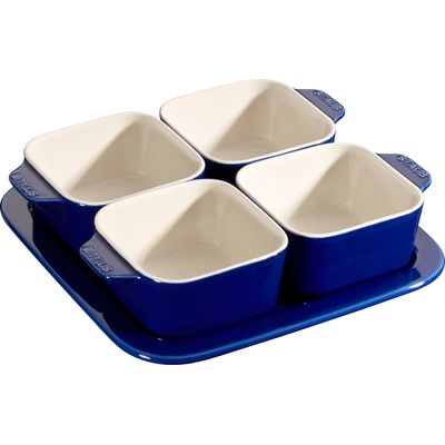 Staub Купички за закуски Staub квадратни с поставка 500 мл сини 5 части (40511-121-0)