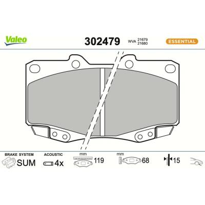 VALEO Sada brzdových platničiek kotúčovej brzdy 302479