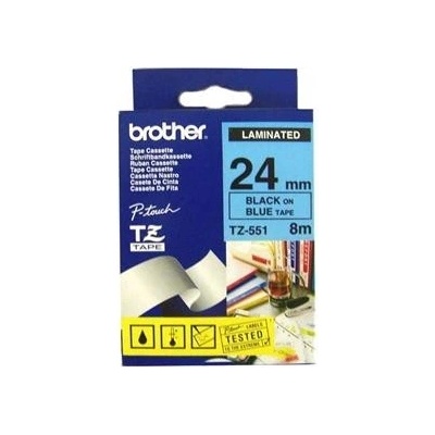 páska BROTHER TZ551 čierne písmo, modrá páska Tape (24mm) (TZE551)