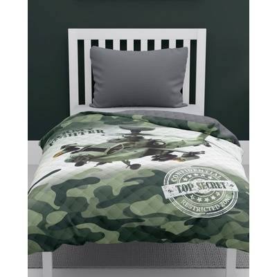 DETEXPOL Přehoz na postel Army vrtulník Polyester, 170/210 cm DL-555923