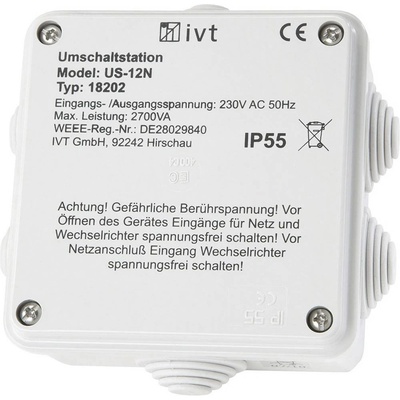 IVT přepínací stanice US-12N 2760 VA 18202 130 mm x 130 mm x 60 mm Vhodné pro model (střídač napětí):Universal