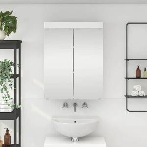 vidaXL Шкаф с огледало за баня TULUM Лъскаво бяло 60 x 16, 5 x 78 см (880365)