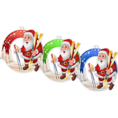 Bauer Decor Akrylátová vánoční ozdoba kulatá Santa Claus lyžař Modrá