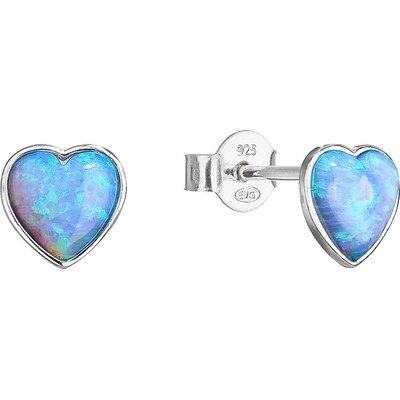 Pavona stříbrné pecky se syntetickým opálem světle modré srdce 11337.3 Lt. Blue s. Opal