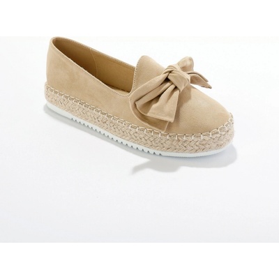 Mokasíny espadrilky s mašlí béžová