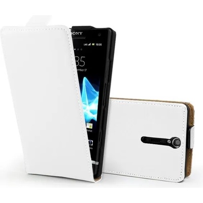 Sony LT26I Xperia S Кожен Калъф Бял + Протектор