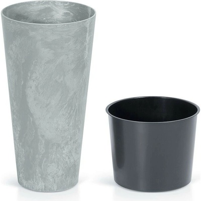 Prosperplast Květináč s vkladem TUBUS SLIM BETON EFFECT šedý 25 cm