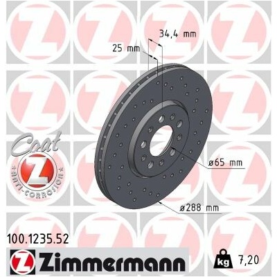 Brzdový kotouč ZIMMERMANN 100.1235.52 (100123552)