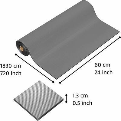Notrax 413 Gripper Sof-Tred Protiúnavová rohož s vrstvou Dyna-Shield a pozdĺžnym rebrovým vzorom sivá 60 cm x 18,3 m