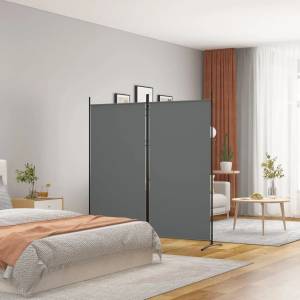 vidaXL Параван за стая, 2 панела, антрацит, 175x180 cм, текстил (350260)